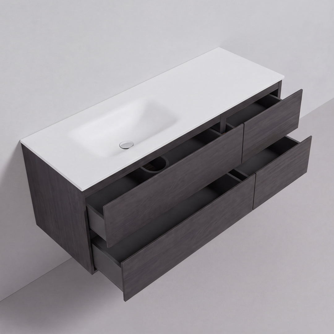 BAI Sonoma 52-inch Floating Bathroom Vanity with Matte White Sink