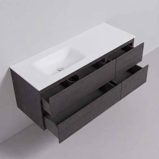 BAI Sonoma 52-inch Floating Bathroom Vanity with Matte White Sink
