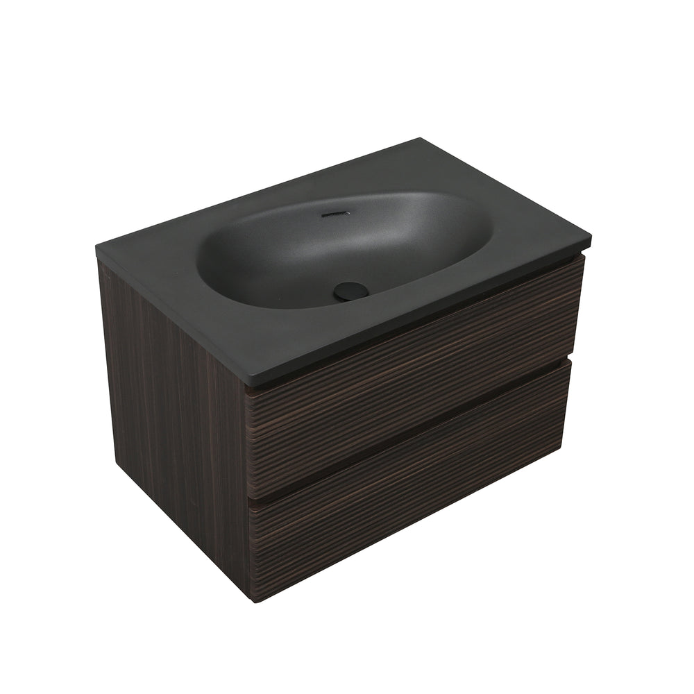 BAI Spa 32-inch Floating Bathroom Vanity with Matte Black Sink