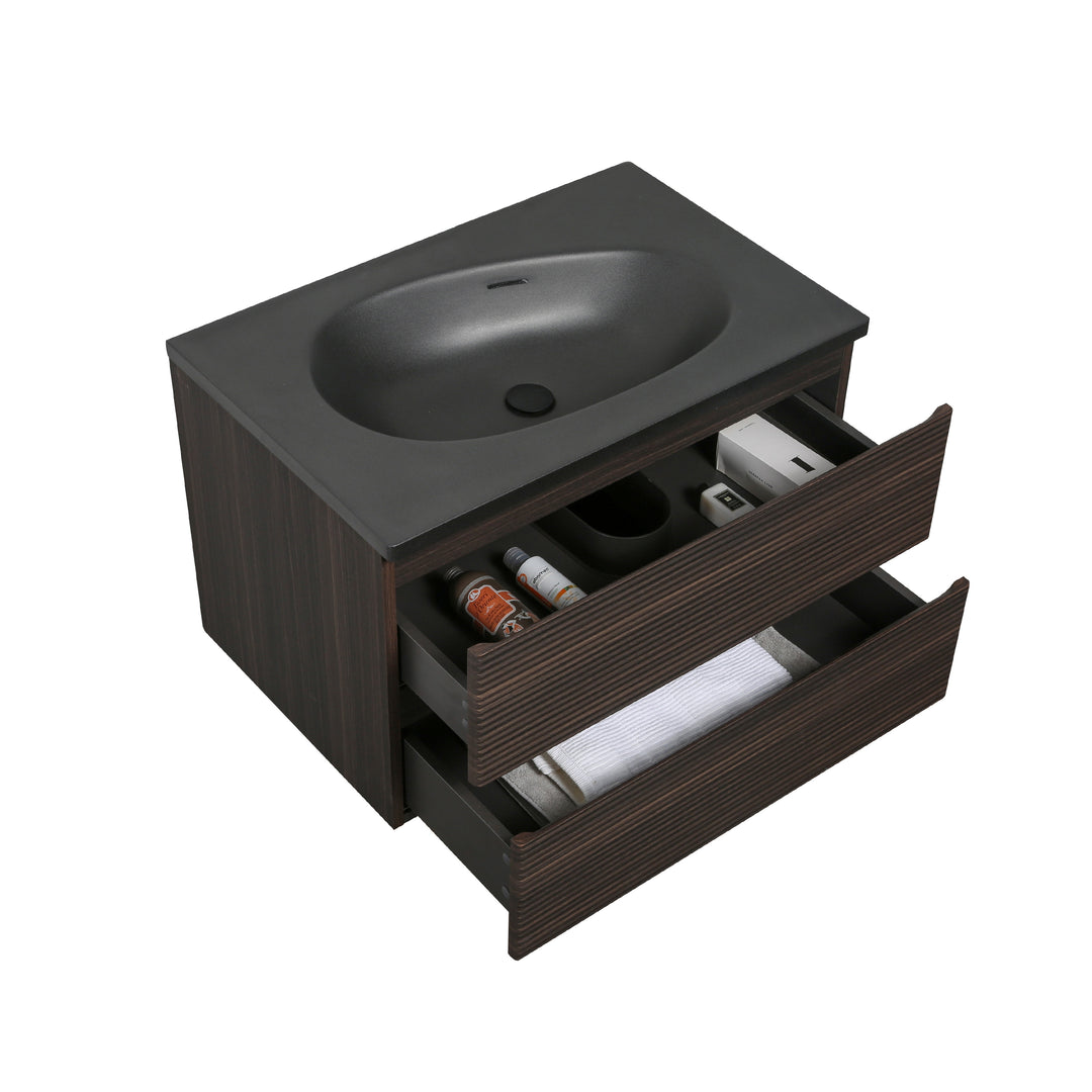 BAI Spa 32-inch Floating Bathroom Vanity with Matte Black Sink