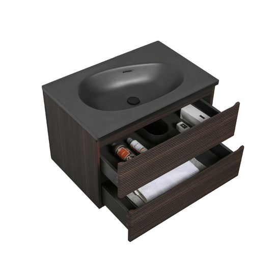 BAI Spa 32-inch Floating Bathroom Vanity with Matte Black Sink