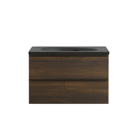 BAI Spa 32-inch Floating Bathroom Vanity with Matte Black Sink