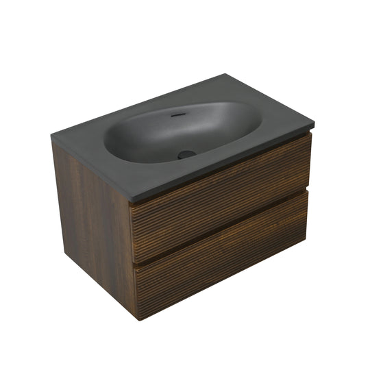BAI Spa 32-inch Floating Bathroom Vanity with Matte Black Sink
