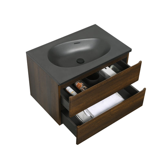 BAI Spa 32-inch Floating Bathroom Vanity with Matte Black Sink