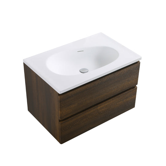 BAI Spa 32-inch Floating Bathroom Vanity with Matte White Sink