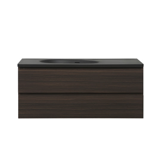 BAI Spa 47-inch Floating Bathroom Vanity with Matte Black Sink