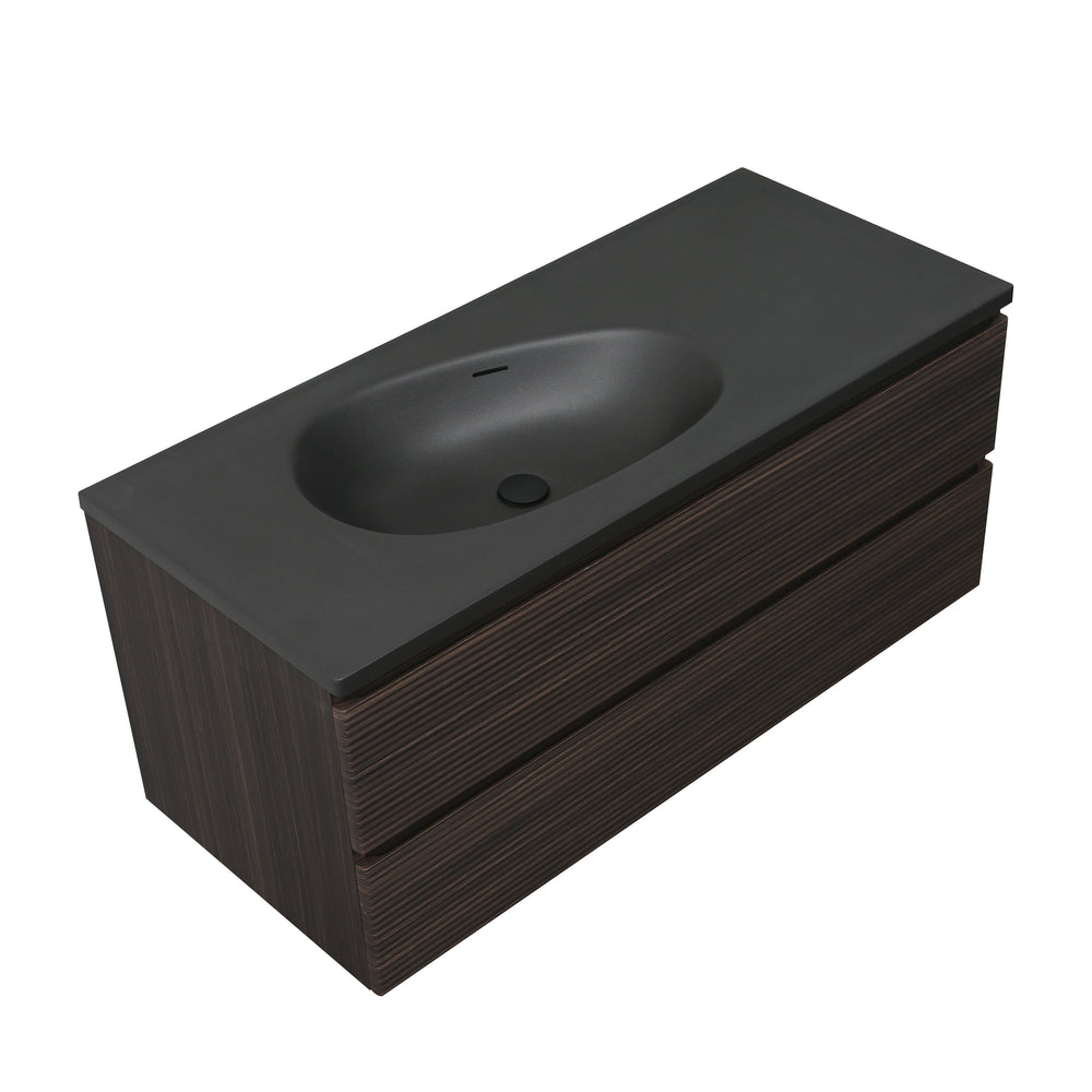BAI Spa 47-inch Floating Bathroom Vanity with Matte Black Sink