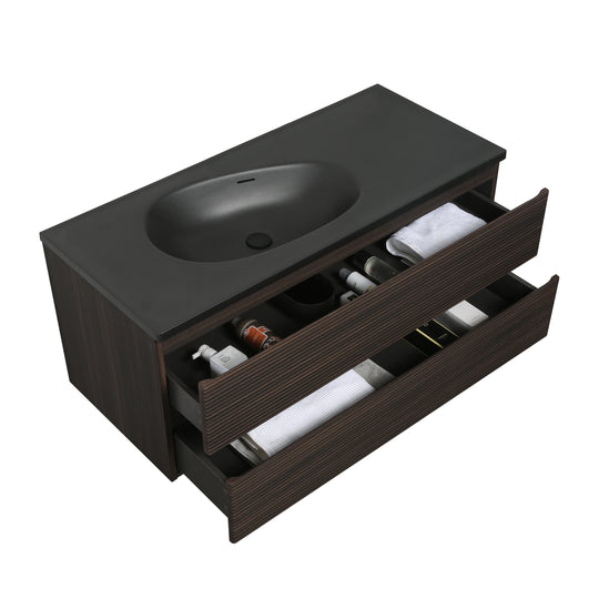 BAI Spa 47-inch Floating Bathroom Vanity with Matte Black Sink