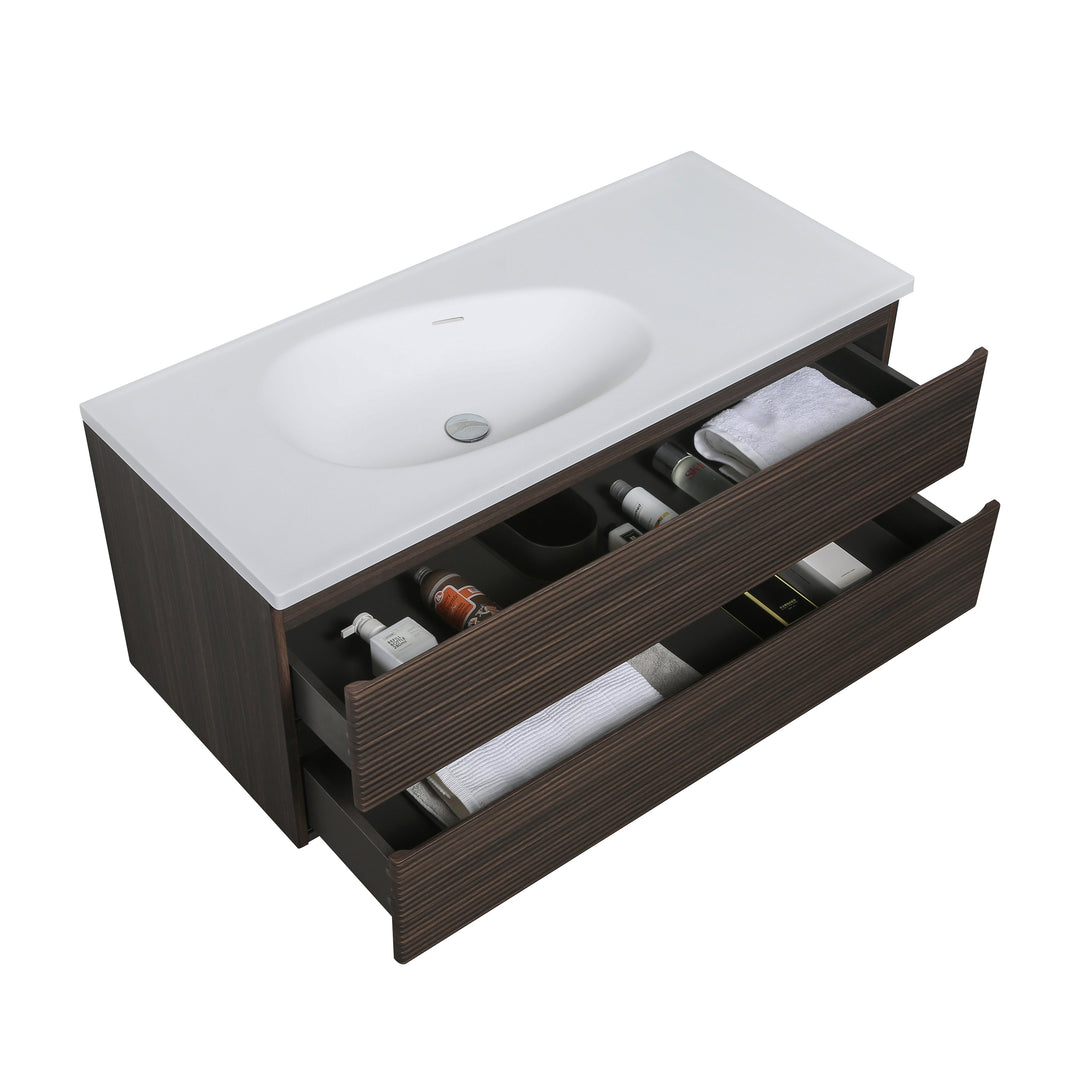 BAI Spa 47-inch Floating Bathroom Vanity with Matte White Sink