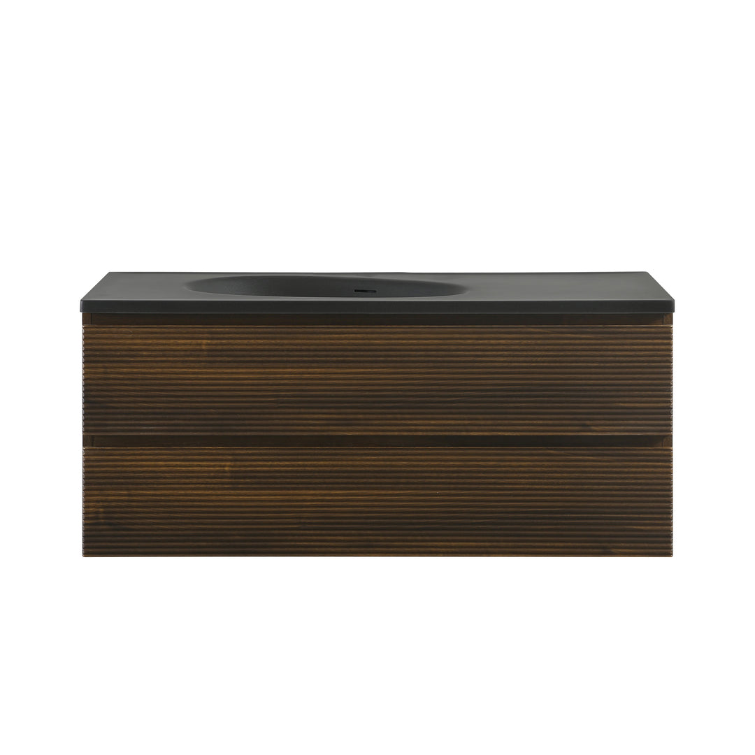 BAI Spa 47-inch Floating Bathroom Vanity with Matte Black Sink