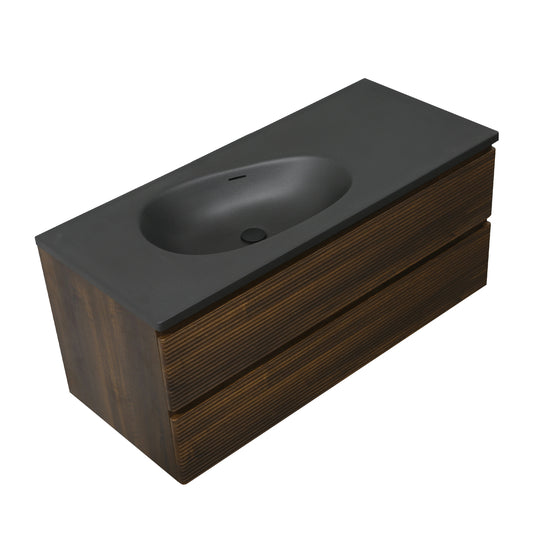 BAI Spa 47-inch Floating Bathroom Vanity with Matte Black Sink