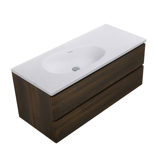 BAI Spa 47-inch Floating Bathroom Vanity with Matte White Sink