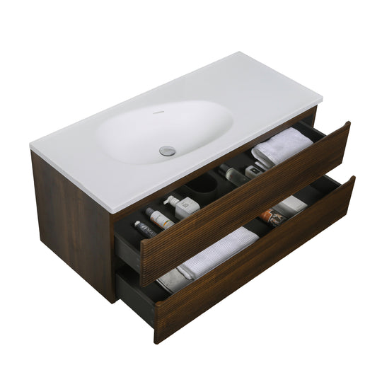BAI Spa 47-inch Floating Bathroom Vanity with Matte White Sink