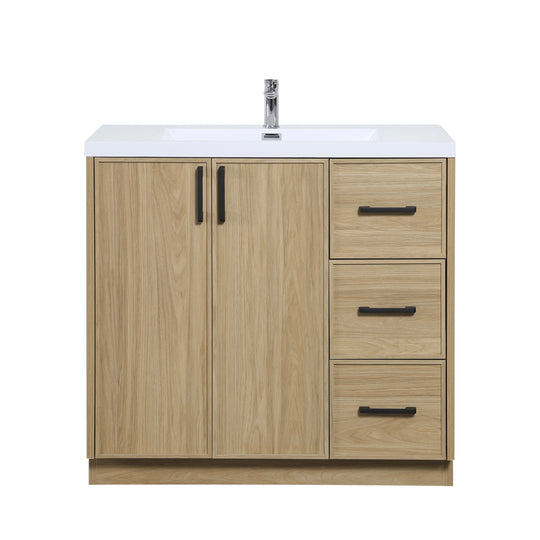BAI Novo 36-inch Freestanding Bathroom Vanity with Gloss White Sink