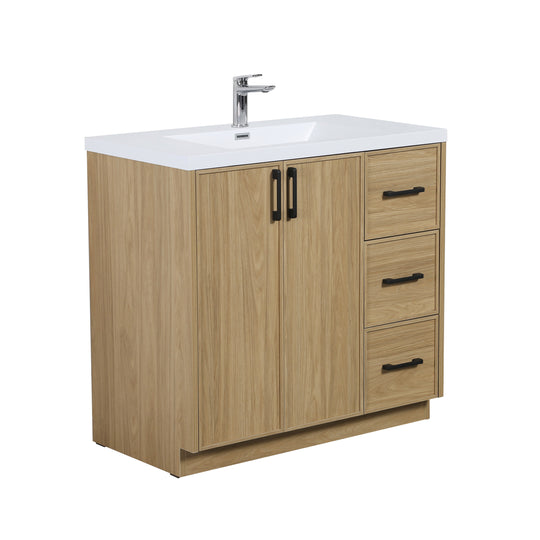 BAI Novo 36-inch Freestanding Bathroom Vanity with Gloss White Sink