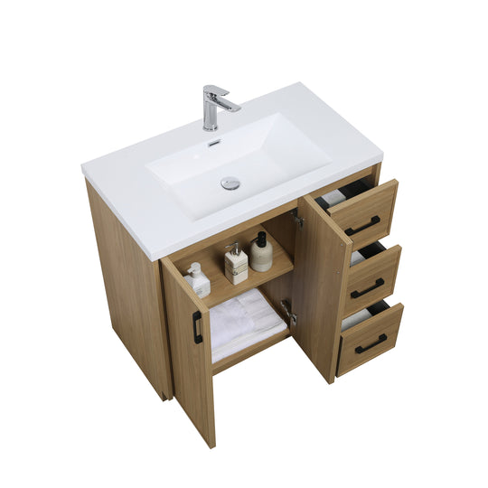 BAI Novo 36-inch Freestanding Bathroom Vanity with Gloss White Sink