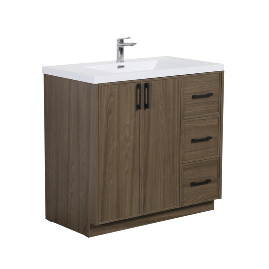 BAI Novo 36-inch Freestanding Bathroom Vanity with Gloss White Sink