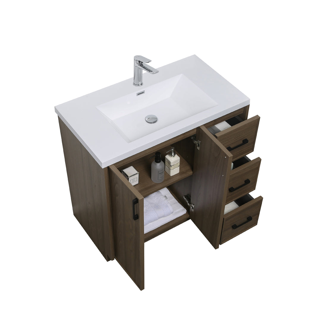 BAI Novo 36-inch Freestanding Bathroom Vanity with Gloss White Sink