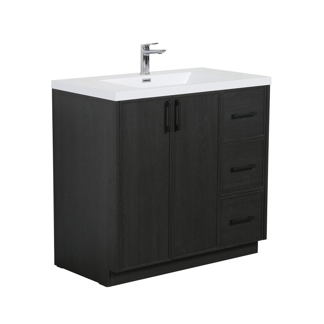 BAI Novo 36-inch Freestanding Bathroom Vanity with Gloss White Sink