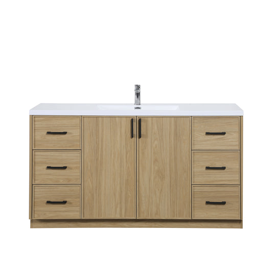 BAI Novo 59-inch Freestanding Bathroom Vanity with Gloss White Sink