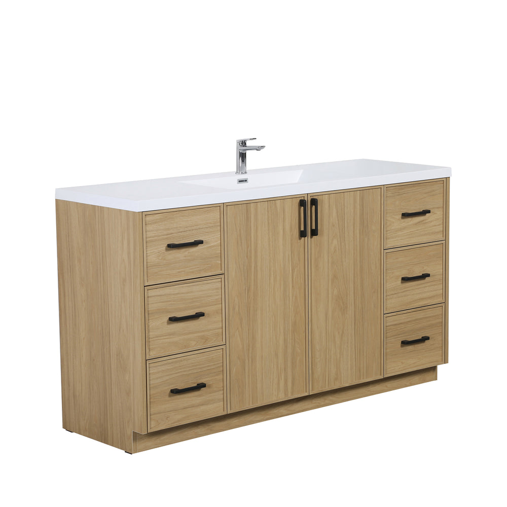 BAI Novo 59-inch Freestanding Bathroom Vanity with Gloss White Sink
