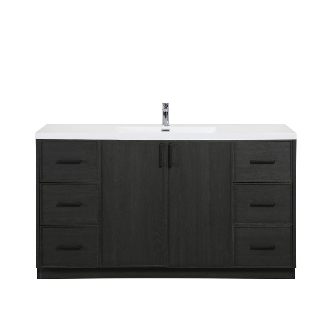 BAI Novo 59-inch Freestanding Bathroom Vanity with Gloss White Sink