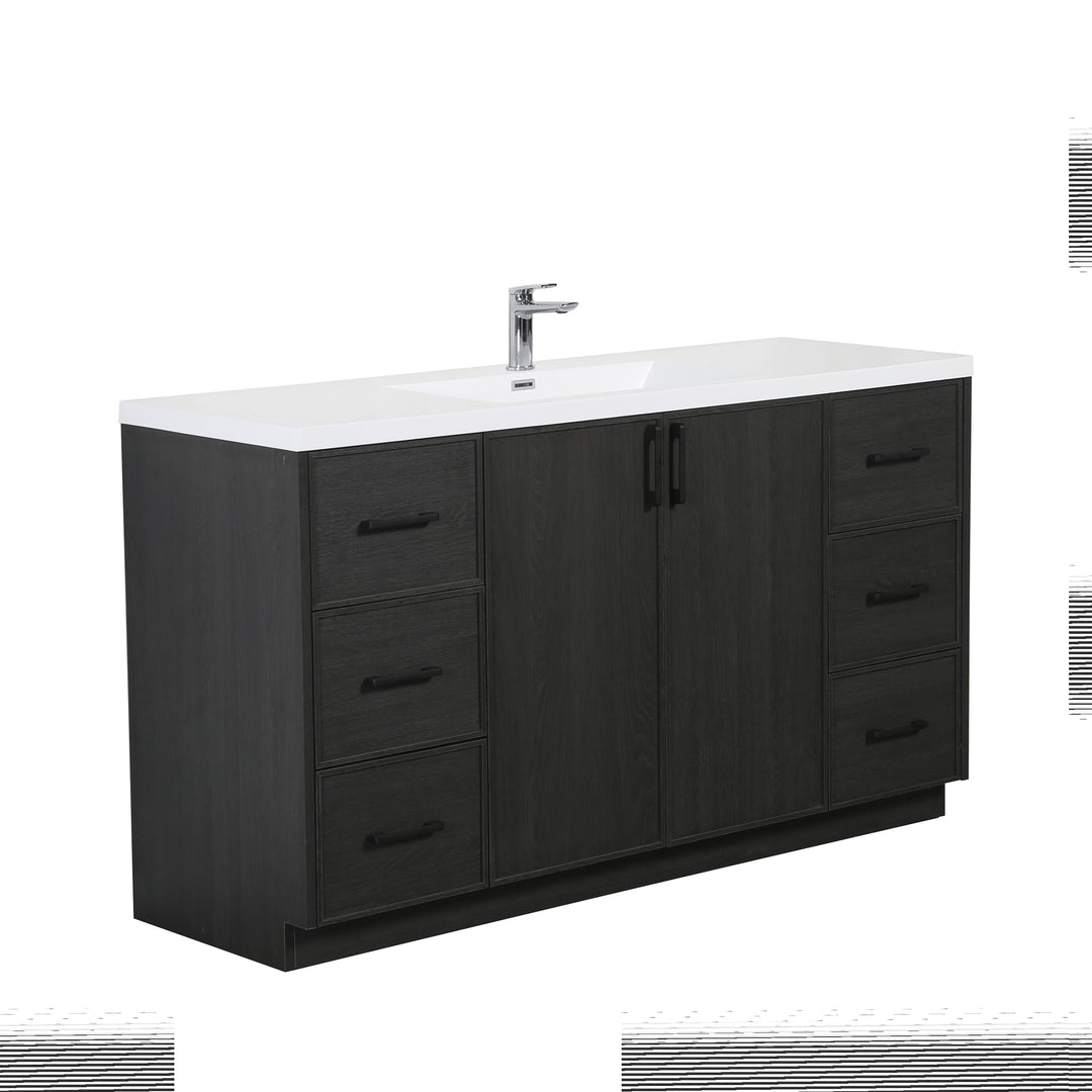 BAI Novo 59-inch Freestanding Bathroom Vanity with Gloss White Sink