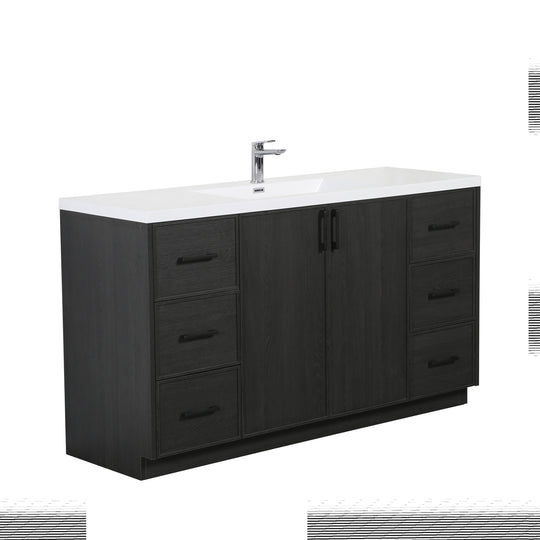BAI Novo 59-inch Freestanding Bathroom Vanity with Gloss White Sink