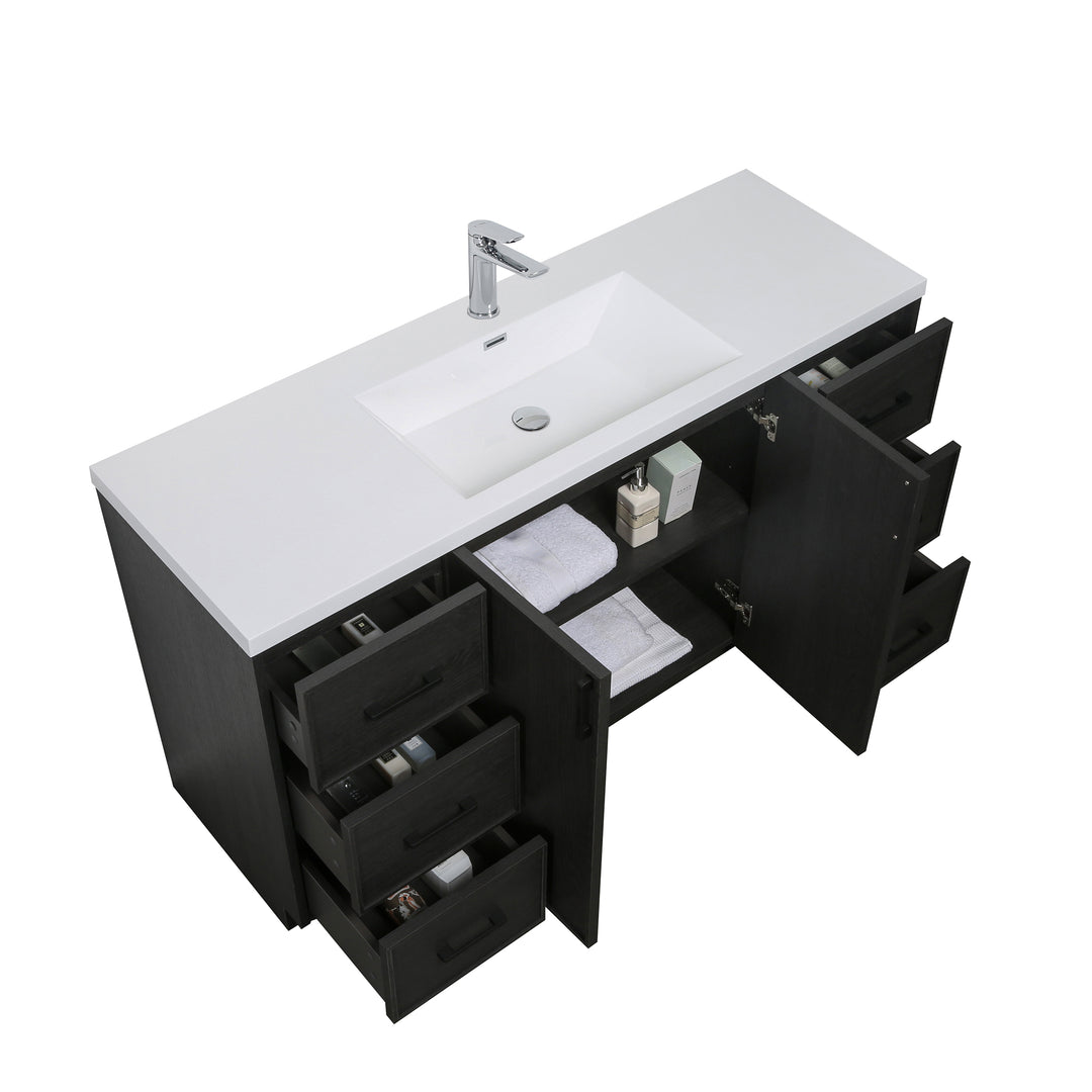 BAI Novo 59-inch Freestanding Bathroom Vanity with Gloss White Sink
