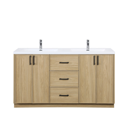 BAI Novo 59-inch Freestanding Bathroom Vanity with Gloss White Double Sink