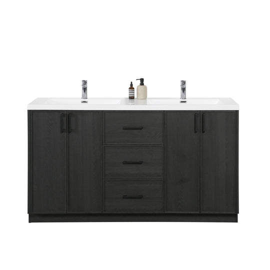BAI Novo 59-inch Freestanding Bathroom Vanity with Gloss White Double Sink