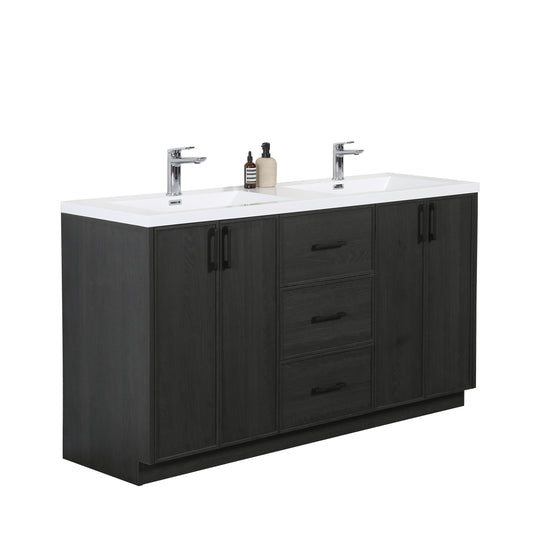 BAI Novo 59-inch Freestanding Bathroom Vanity with Gloss White Double Sink