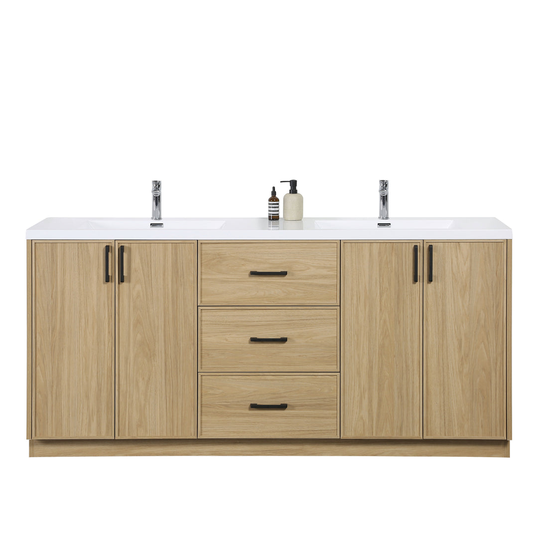 BAI Novo 71-inch Freestanding Bathroom Vanity with Gloss White Double Sink