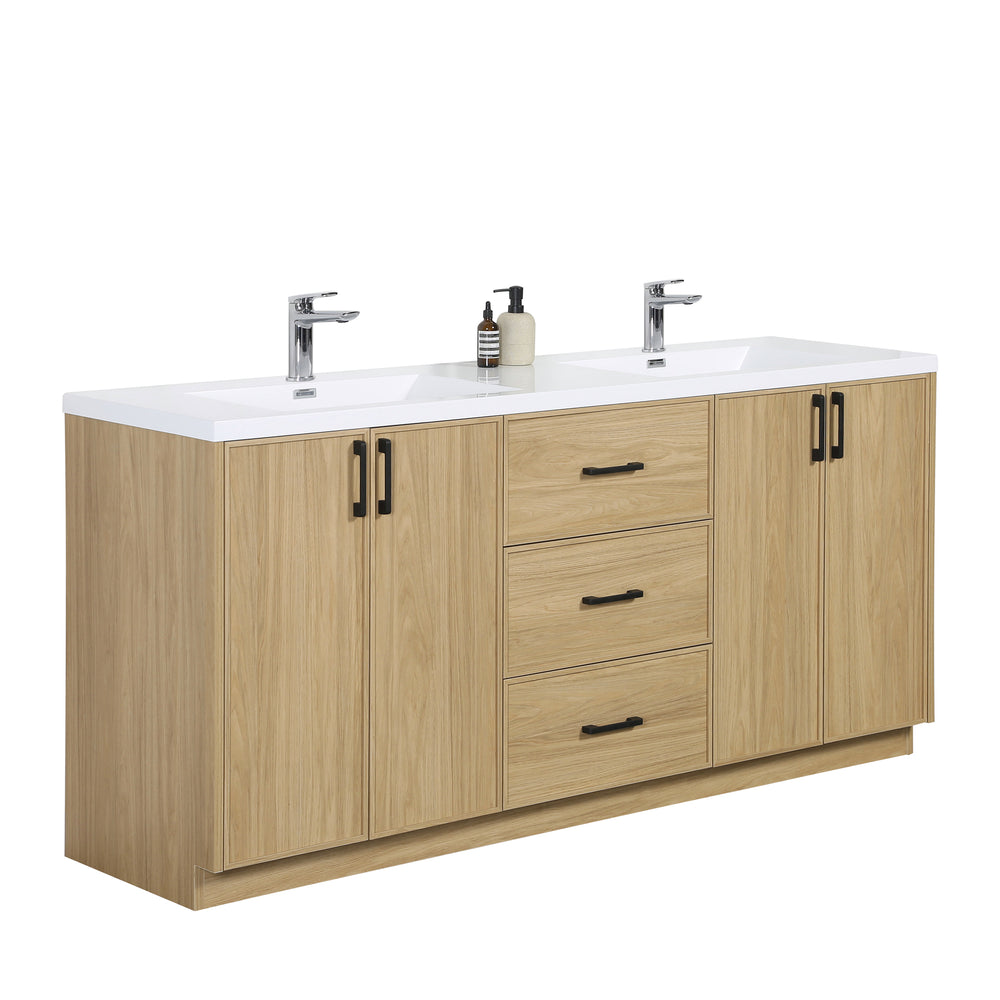 BAI Novo 71-inch Freestanding Bathroom Vanity with Gloss White Double Sink