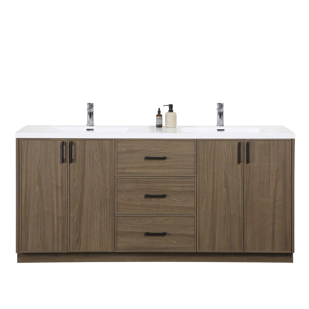 BAI Novo 71-inch Freestanding Bathroom Vanity with Gloss White Double Sink
