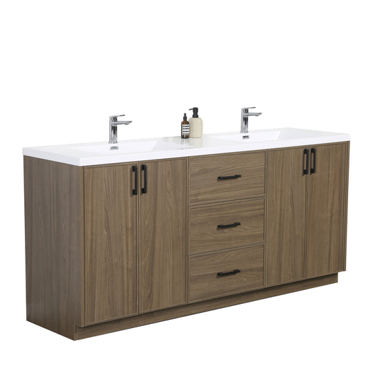 BAI Novo 71-inch Freestanding Bathroom Vanity with Gloss White Double Sink