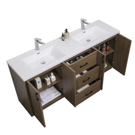 BAI Novo 71-inch Freestanding Bathroom Vanity with Gloss White Double Sink