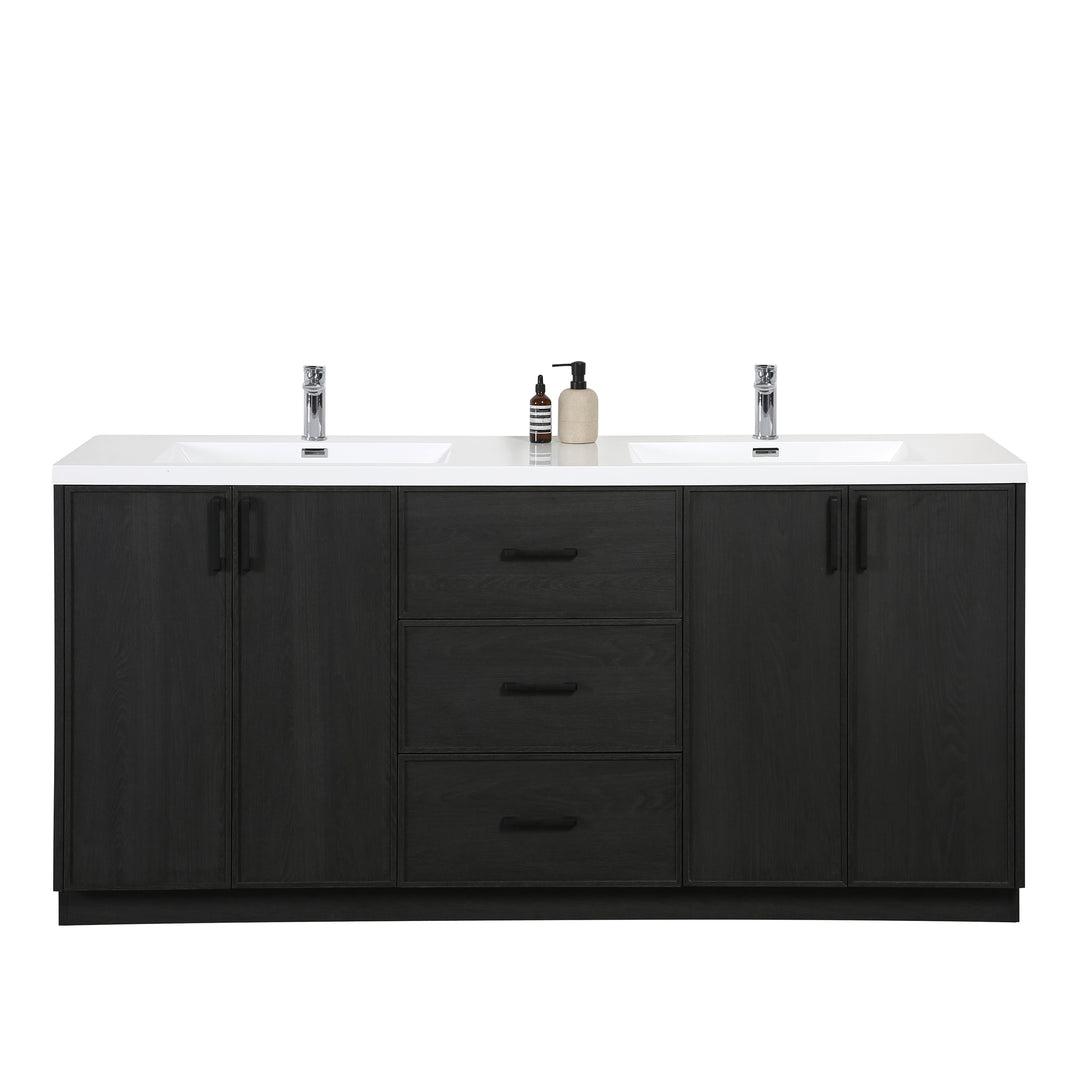 BAI Novo 71-inch Freestanding Bathroom Vanity with Gloss White Double Sink