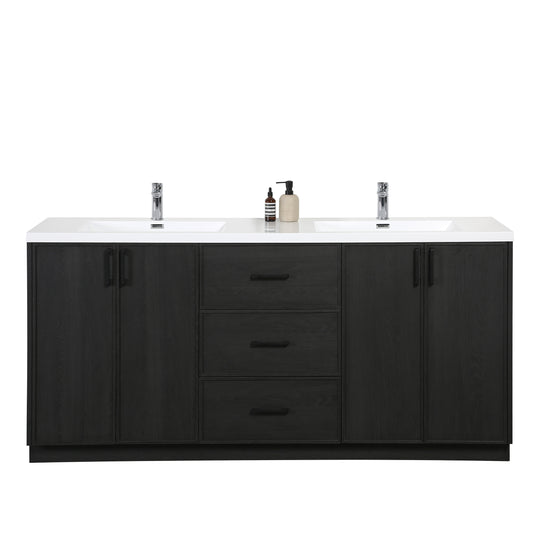 BAI Novo 71-inch Freestanding Bathroom Vanity with Gloss White Double Sink