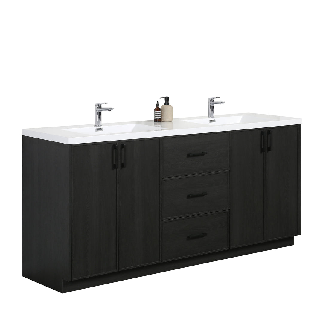 BAI Novo 71-inch Freestanding Bathroom Vanity with Gloss White Double Sink
