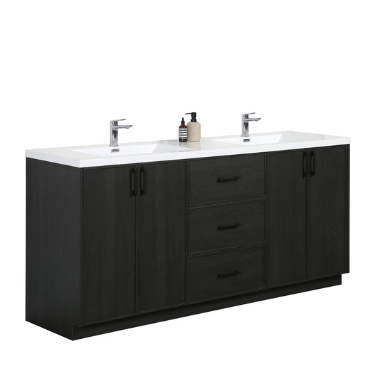 BAI Novo 71-inch Freestanding Bathroom Vanity with Gloss White Double Sink