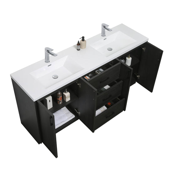 BAI Novo 71-inch Freestanding Bathroom Vanity with Gloss White Double Sink