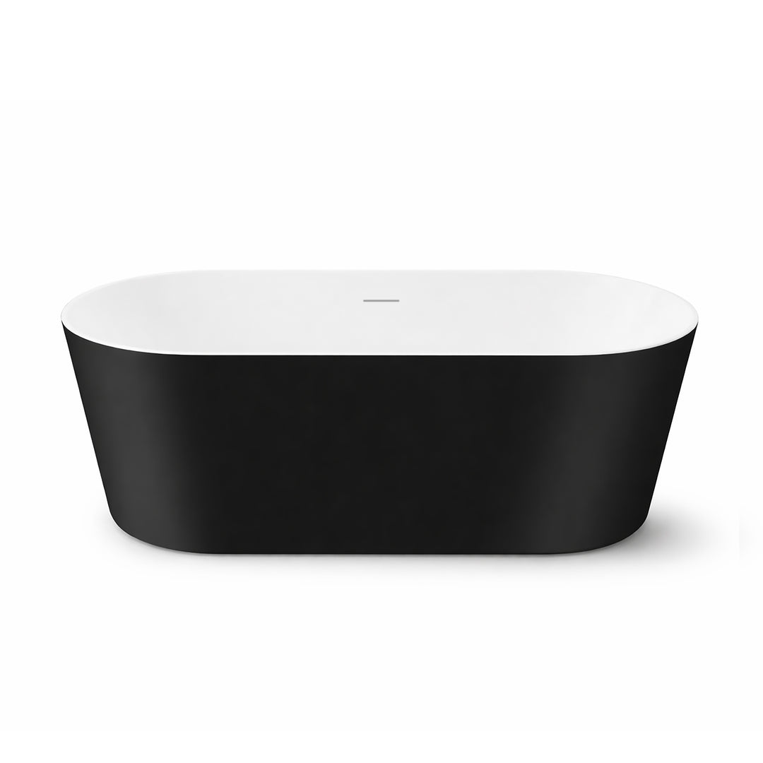 BAI 1600 Acrylic Freestanding Soaking Bathtub 59-inches in Matte Black and White Finish