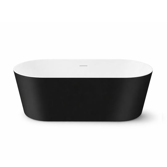 BAI 1600 Acrylic Freestanding Soaking Bathtub 59-inches in Matte Black and White Finish