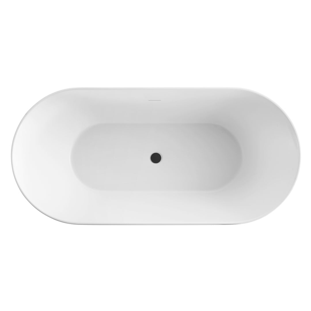 BAI 1600 Acrylic Freestanding Soaking Bathtub 59-inches in Matte Black and White Finish