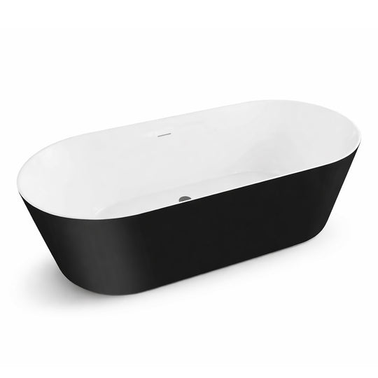 BAI 1601 Acrylic Freestanding Soaking Bathtub 67-inches in Matte Black and White Finish.