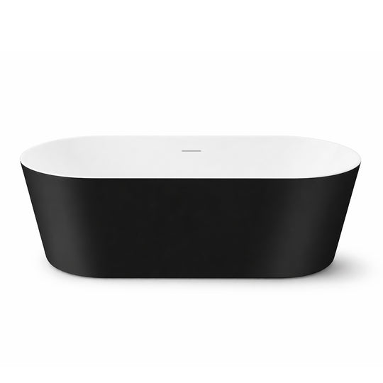 BAI 1601 Acrylic Freestanding Soaking Bathtub 67-inches in Matte Black and White Finish.
