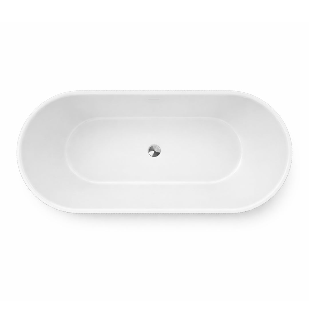BAI 1602 Acrylic Freestanding Soaking Bathtub 67-inches in Matte White Finish