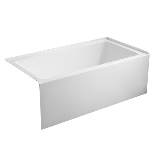 BAI 1627 Acrylic Alcove Deep Soaking Bathtub 60-inches with Left Side Drain