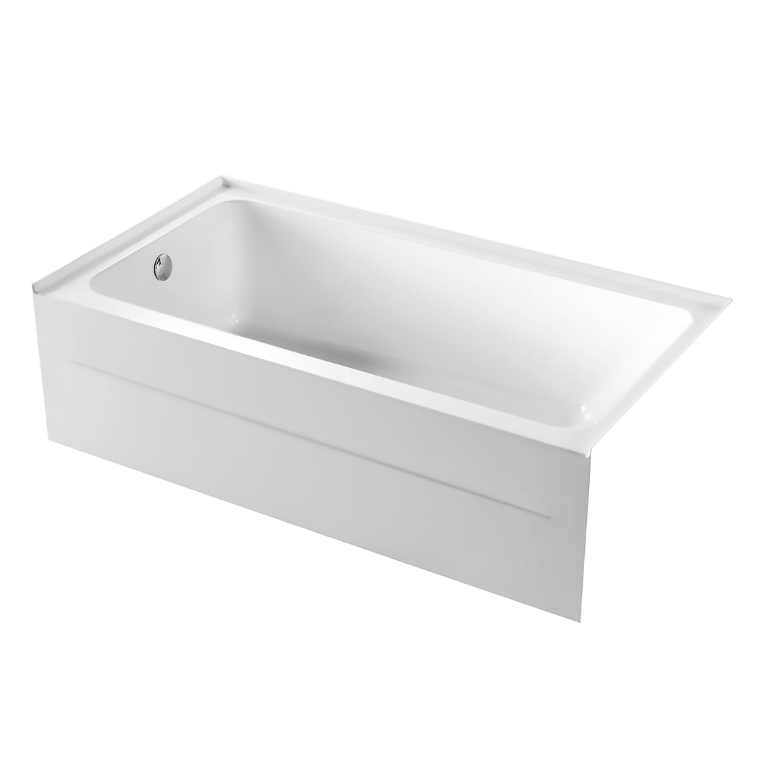 BAI 1630 Acrylic Alcove Soaking Bathtub 60-inches with Left Side Drain